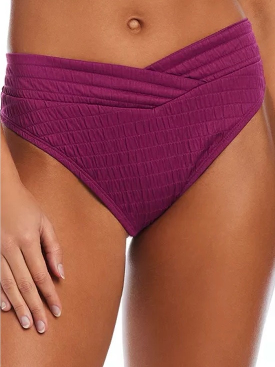 Bar III Other - Bar III Womens Pucker Up V-Waist High-Leg Bikini Bottoms in Plumberry
